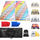 TAILGATING GMALL Cornhole Board Set 4FTx2FT Solid Wood Regulation Size Cornhole Set Includes 8 Cornhole Bags for Adults (Rainbow Motivation)