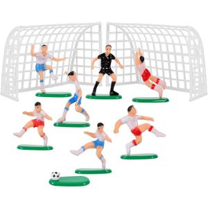 UPKOCH Soccer Cake Topper Decorations - 2 Goals, 6 Players, 1 Referee, Miniature Soccer Figures for Boys Birthday, Football Theme Party, Sport Party Supplies, Ornaments, Shower