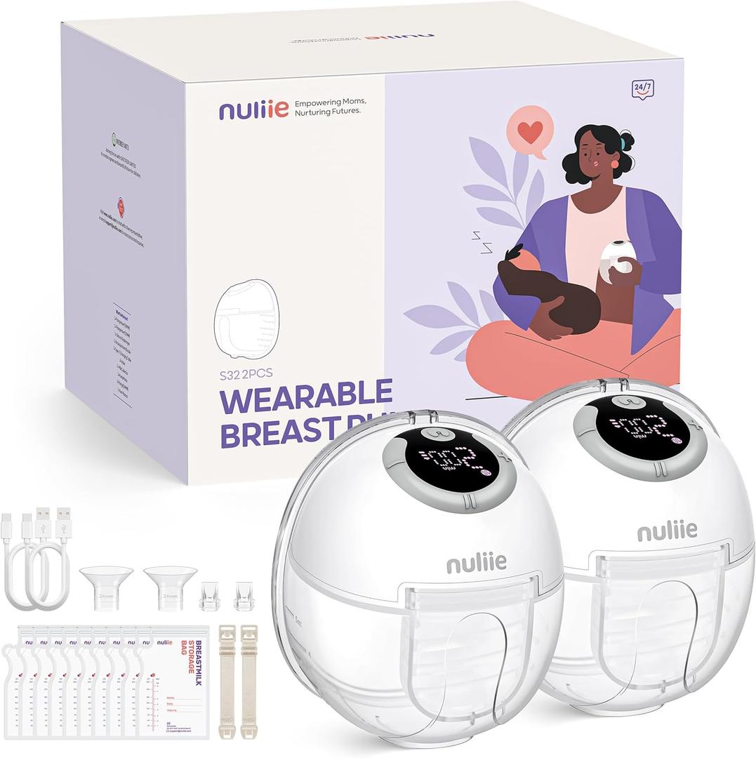 Nuliie Hands-Free Breast Pump (Ghostwhite, 2 Packs)