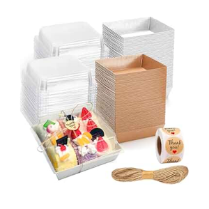 Karasmay 100 Pack Charcuterie Boxes with Clear Lids  EcoFriendly, Portable, and LeakProof Food Containers for Various Delights  50 Brown & 50 White (Brown&White（Rectangle）)