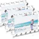 Acrylic Picture Frames 3 Pack, 46 In Magnetic Picture Photo Frames, Clear Frameless Photo Display Freestanding,Double Sided Picture Frame Gift for Desk Desktop Home Office Decor,UV Protection