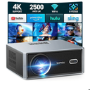 Short Throw/2500 ANSI/E-Focus] SOPYOU 4K Decoding Projector with WiFi and Bluetooth, Outdoor Movie Projectors, Max 450" Display Home Theater, Portable Smart Proyector for iOS/Android/TV Stick/PS5