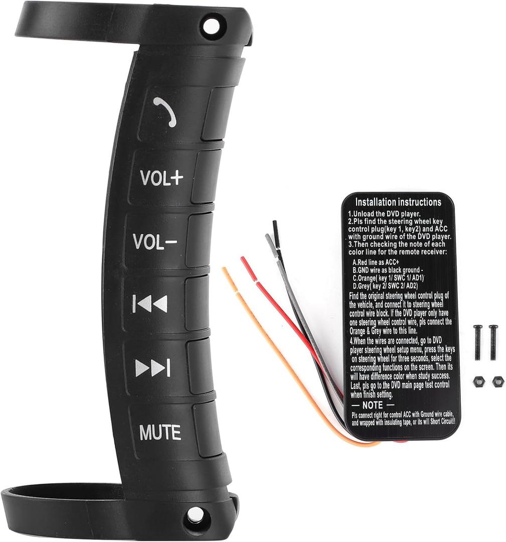 HEEPDD Universal Steering Wheel Remote Control, Steering System ABS Material, Customizable Buttons, Easy Installation for DVD Players and Car Navigation Universal Wheel