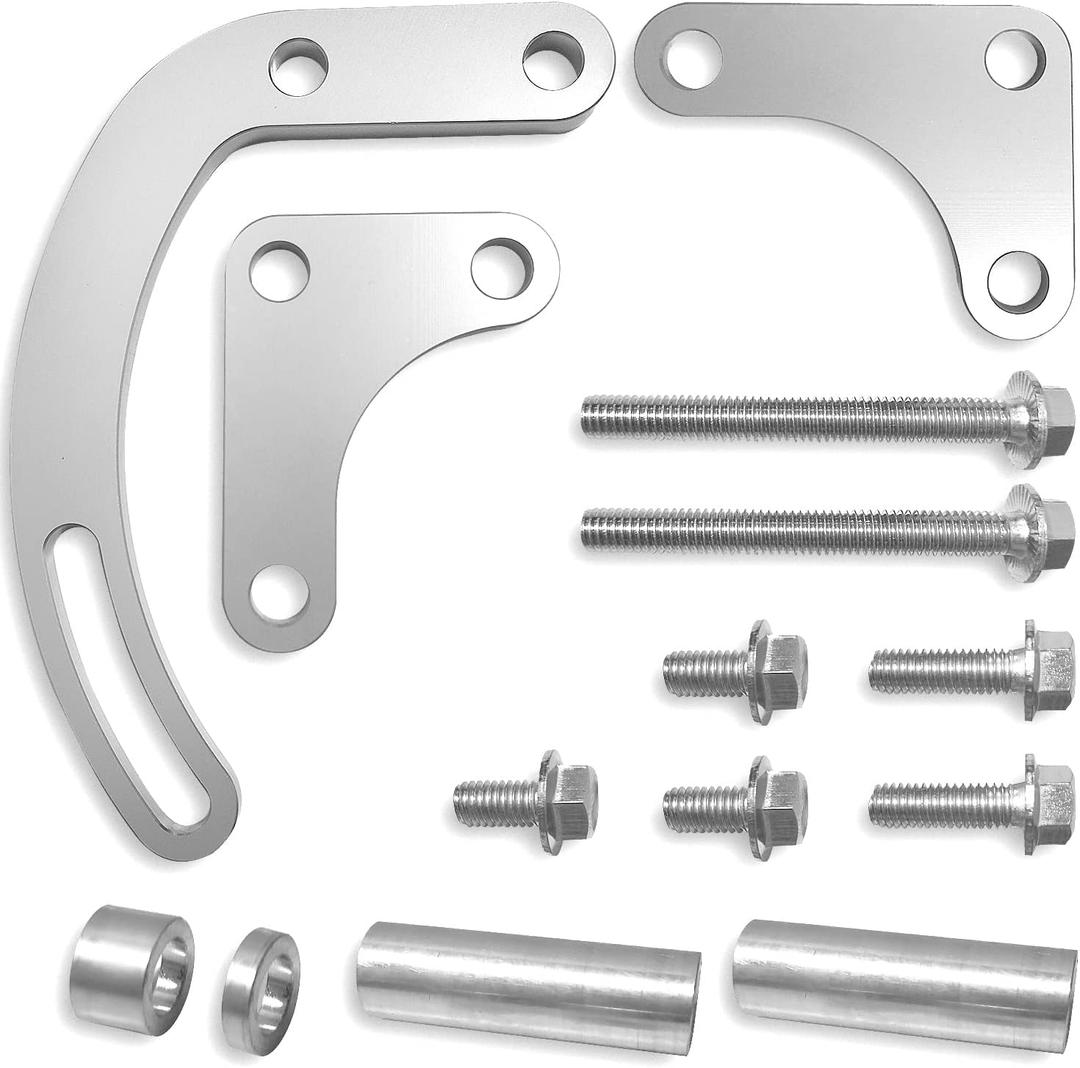 Baiann SBC Power Steering Pump Bracket 350 V-Belt Slotted Adjustable LWP 305 327 383 5.0L 5.7L V8 Compatible With 350 Small Block Chevy Long Water Pump