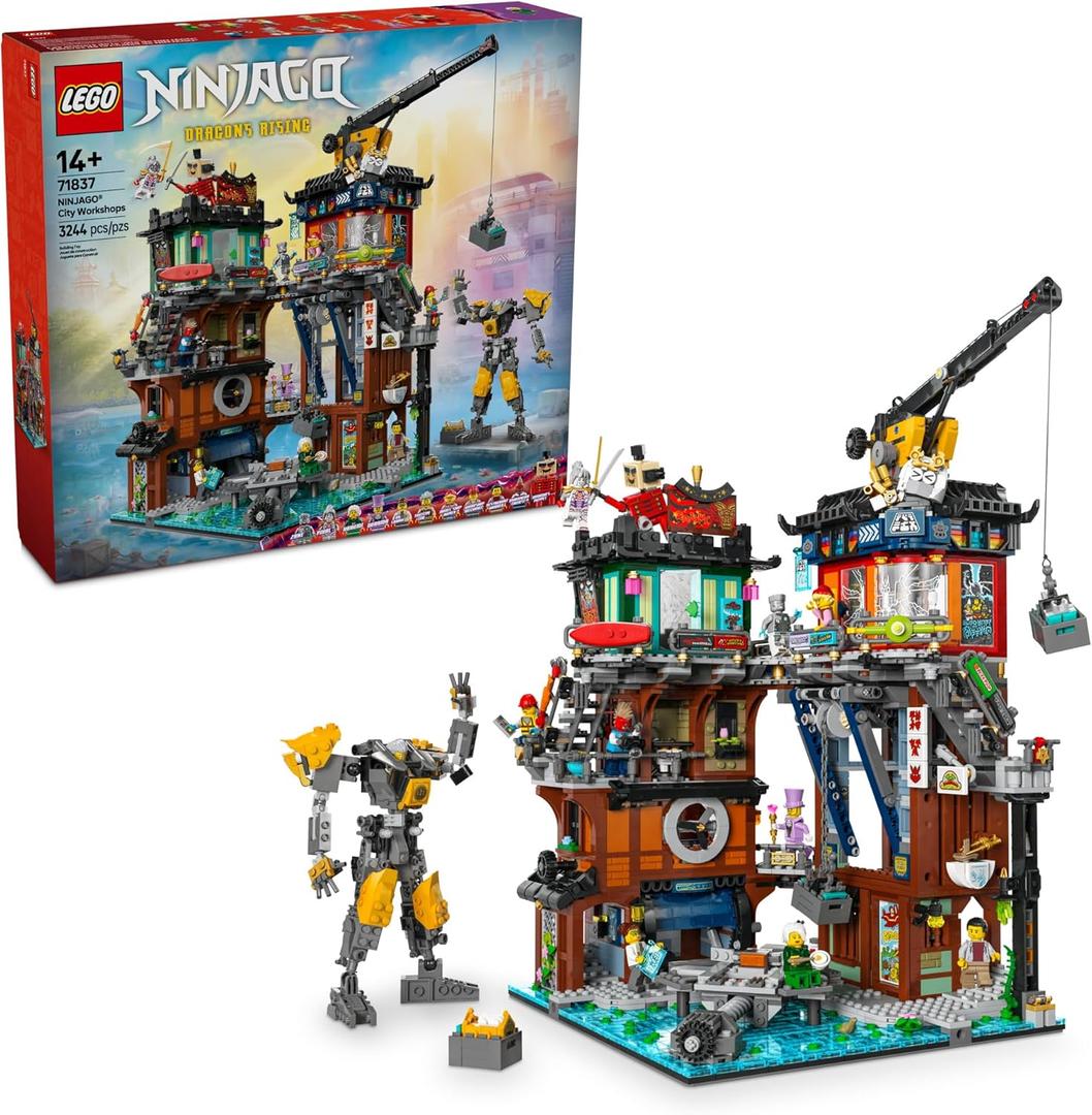 LEGO NINJAGO City Workshops Building Toy - Ninja Set for Boys & Girls, Ages 14+ - Gift for Teens - Includes 10 Minifigures and a Mech - for Play and Display - 71837