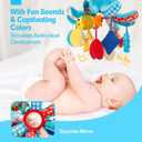 hahaland Baby Toys 0-6 Months - Car Seat Toys Octopus Toy with Pulling Cords, Squeaky, Crinkle, Rattle, Mirror - 3 4 Month Old Toys for Babies Infant Sensory Stroller Carseat Hanging Toy for Baby Gym, Medium, Small