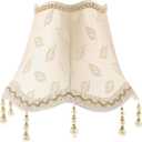 DOITOOL Jacquard Lamp Shade 9.84X9.84X7.48 Inch Macrame Table Lamp Cover with Beads Vintage Boho Style Light Shade for Desk Floor Lamps Home Decor (Yellow)