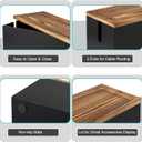 Bivvclaz Large Cable Management Box, Wooden Cord Organizer Box for Desk, Floor, Office to Hide Extension Cords Power Stripes Surge Protectors Chargers Wires, Black