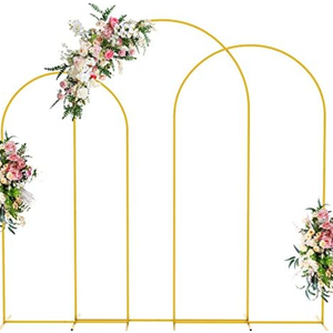 Wokceer Wedding Arch Backdrop Stand 8FT, 7.2FT, 6.6FT Set of 3 Gold Metal Arch Backdrop Stand for Wedding Ceremony Baby Shower Birthday Party Garden Floral Balloon Arch Decoration