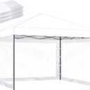 Instant Canopy Sidewalls for 10x10 Pop Up Canopy Tent, 300D Waterproof Material for Outdoor Events, Vendor Booths, and Privacy (Sidewalls Only) (White, 10x10ft-clear Window)