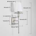 PERMO Set of 2 Classic Rustic Industrial Wall Sconce Lighting Fixture with Flared White Textile Lamp Shade and Brushed Tapered Column Stand, Hardwired, E26 Base