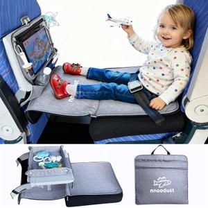 Toddler Airplane Bed for Toddler with Tray Cover Can Turn into Bag, Toddler Airplane Seat Extender for Kids, Baby Airplane Bed Baby Travel Essentials for Flying, Toddler Travel Bed (Grey)