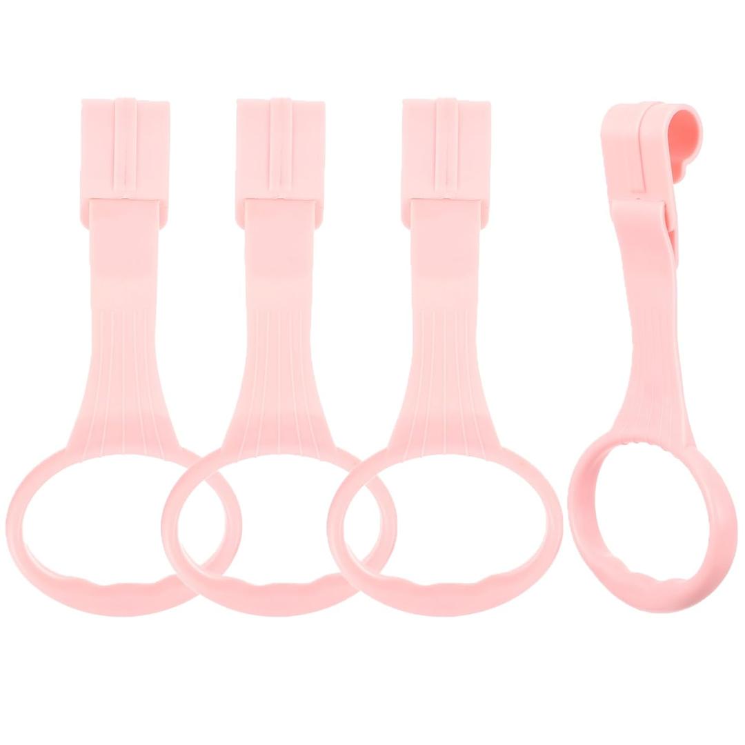 4Pcs Baby Playpen Pull up Rings, Pull up Rings for Play Pen, Playpen Accessories for Help Stand Up Walking Training Tool Newborn (Pink)