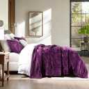 Velvet Quilt, Purple King Size Comforter Set, Luxury Bedding,Soft Plush King Bedspread, Machine Washable Coverlet,All-Season 3 Pieces