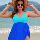 Edelqual Womens Plus Size Tankini Swimsuit Two Piece Tummy Control Bathing Suits Swim Dress Swimwear with Shorts (XXL)