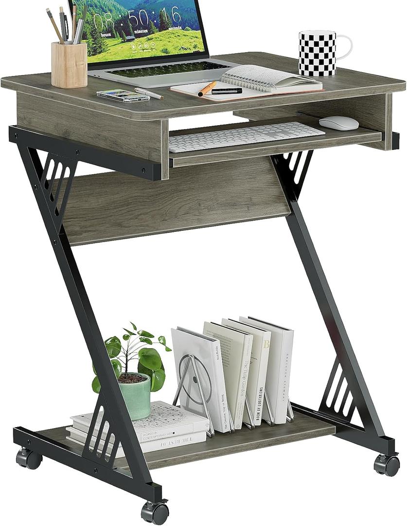 ALISENED Computer Desk for Small Spaces Compact Desk with Keyboard Tray, 23.6" x 18.9" x 29.5"