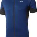 ARSUXEO Men's Short Sleeves Cycling Jersey Bicycle Biking Bike Shirt 636 Dark Blue Size M