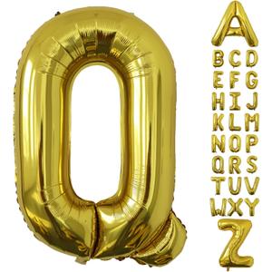 40 Inch Large Gold Letter Balloons, Big Size Jumbo Helium Mylar Foil Party Balloons"Q"for Birthday Party Decorations, Party Wedding Bachelorette Bridal Shower Decoration Holiday Balloon Decoration