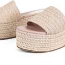 Erocalli Platform Wedge Sandals Espadrille Slide Sandals Slip On High Heel Espadrille Flatform Mules for Women Casual Jute Beach Straw Raffia Sandals
