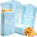 200 Pcs Paper Popcorn Bags Bulk 2 oz Large Individual Servings Popcorn Bags Flat Bottom Disposable Container Sleeve Vintage for Movie Night Themed Party Carnival Supplies (Light Blue)