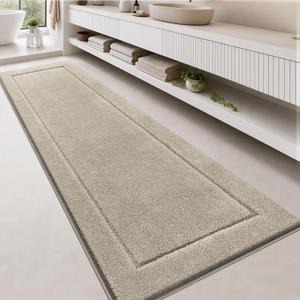 anllugs Bathroom Rugs, Non-Slip Bath Runner Rugs, 30" x 96", Beige