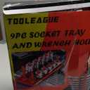 TOOLEAGUE 9Pcs Socket Organizer Tray and Magnetic Wrench Holder Set,Red SAE & Black Metric, 1/2", 1/4", 3/8" Socket Storage Trays for Tool Box Drawer