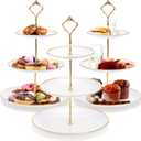 Goaste 3 Pack Tiered Cupcake Stand, Plastic Cupcake Stand Tower, 3 Tier Round Shape Dessert Serving Tray, White Cookie Candy Buffet Stand for Tea Party, Baby Shower, Wedding, Birthday, Christmas