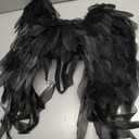 Anbaby Chiffon Angel Wings Costume Accessory Black or White Feathered Wings Halloween and Cosplay Props (Black)