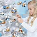 2 x Blue Christmas Decorations Winter Gnomes Wooden Hanging Ornaments 24PCS Vintage Dessert Hot Chocolate Mug & Sweet Treat Crafts with Ropes for Xmas Tree, Winter, Home, Party