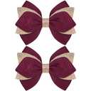 4 Inch Sparkly Glitter Burgundy Red Hair Bow Clips for Girls Boutique Sequin Alligator Barrettes Pins for Teens Toddler Children Kids Grosgrain Hair Accessories for Christmas