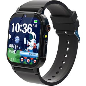 Kids Smart Watch Boys, Kids Game Smart Watch with 32 Games HD Touch Screen Video Camera Music Player Audiobooks Pedometer Flashlight Alarm Clock 12/24 hr, Toys Gift for 3-12 Years Old Boys Girls (Black)