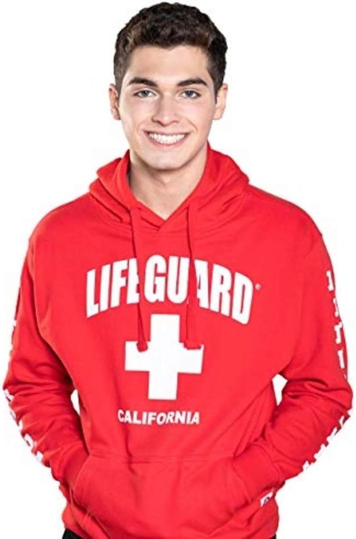 LIFEGUARD Officially Licensed Guys California Printed Pullover Hoodie | Mens Hooded Sweatshirt (Medium, Red)