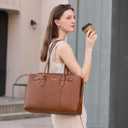 LOVEVOOK Laptop Tote Bag for Women, 15.6 Inch Waterproof Leather Computer Work Purse with Zipper for Teacher & Travel