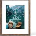 Hongkee 16x20 Picture Frame, Rustic Brown Wood Style, Wall Mounting