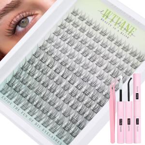 Natural Lash Clusters Kit Wispy Eyelash Clusters 10-16MM DIY Lash Extension Kit Natural Look C-Curly Individual Lashes Cluster Eyelash Extension Kit with Lash Bond & Seal & Tweezers by WTVANE