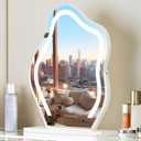 VANITII Vanity Mirror with Lights 17.7" X 21.6" Lighted Makeup Vanity Mirror with Smart Touch Dimmable 3 Light Modes Cloud Makeup Mirror 10X Magnification Rotation Design for Dressing Room
