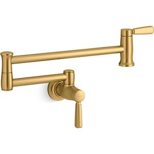 KOHLER 35744-2MB Traditional Style Wall-Mount Pot Filler Kitchen Faucets, Vibrant Brushed Moderne Brass