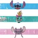 3 x LUV HER Stitch 3 Slap Bracelets for Girls Fun Confetti Wristband Featuring Stitch and Angel Adjustable Fit Birthday Party Favor or Gift Ages 3+