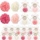Demissle 20 Sets Baby Shower Favors Handmade Rose Flower Scented Soap Party Favors Gifts for Guests with Thank You Tags for Baby Bridal Shower Wedding Gender Reveal Party (Dark Pink)