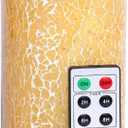 Flameless Candles 6 inches Flickering Moving Flame Wick LED Candles Battery Powered Pillar Flameless Candle with Timer and Remote for Home Wedding Birthday Halloween Christmas Anniversary Events Deco (Champagne)