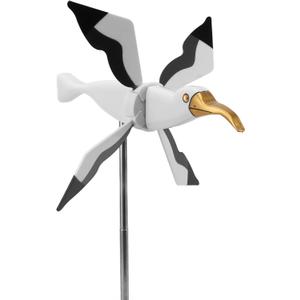 Seagull Windmill, Resin & Iron Garden Spinner with Rustproof Finish, Yard Ornament and Decor