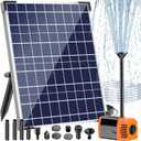 Antfraer 25W Solar Pond Pump, Solar Water Fountain Pump with 320GPH Adjustable Flow, Solar Water Pump with 7 Nozzles, 6.6ft Tubing, Dry Run Protection for Garden, Ponds, Waterfall, Fountain