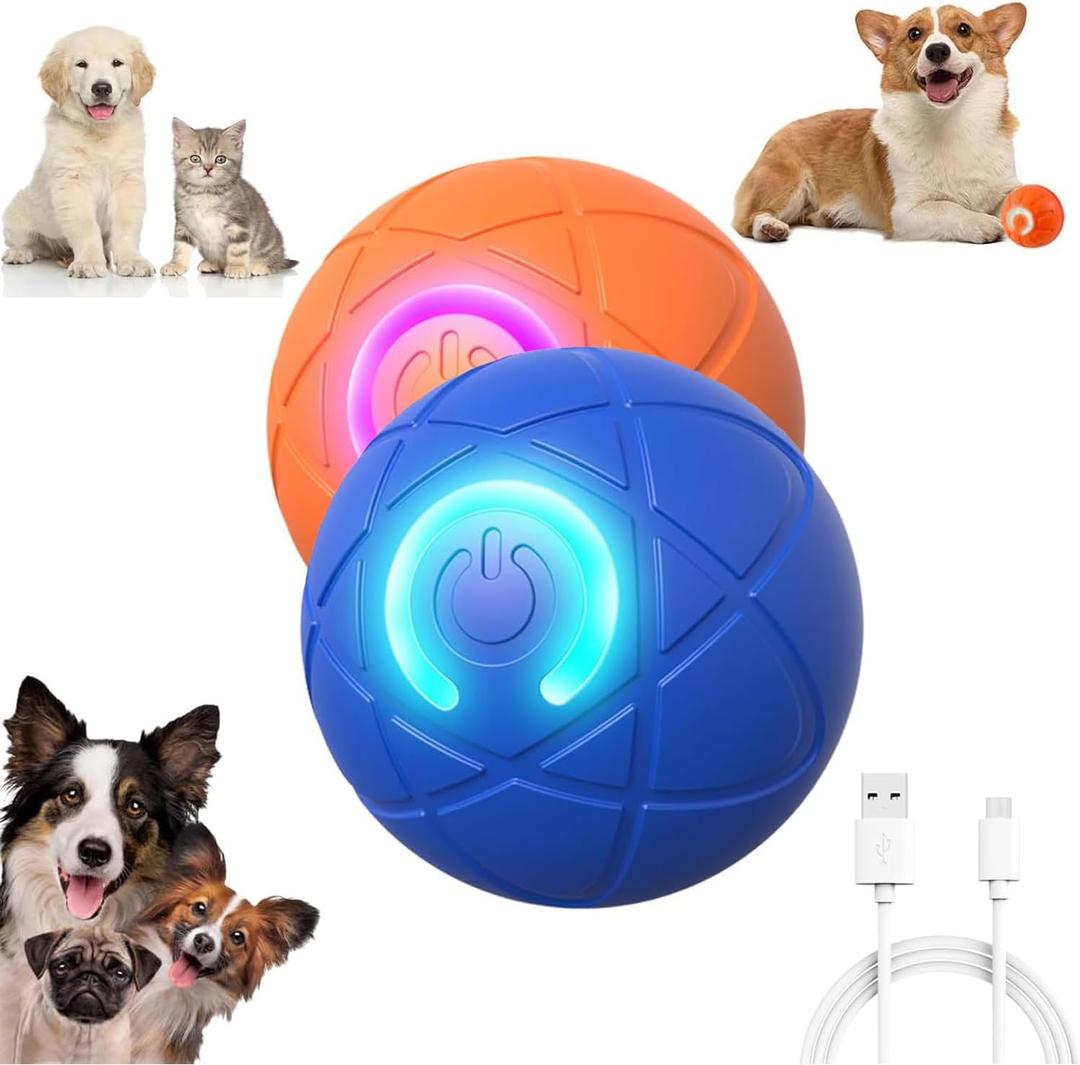 Smart Jumping Ball for Dogs,Shaky Ball Toy for Dogs,Vibrating Do g Balls,USB Rechargeable Shaky Balls Dog Toy,Interactive Dog Bouncing B All for D ogs for Small, Medium,Large D ogs (Orange+Blue)