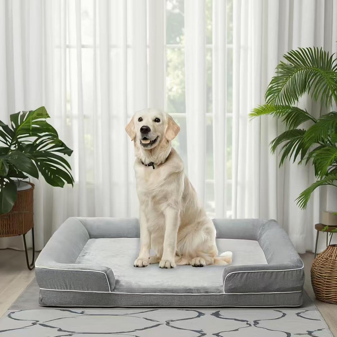 Orthopedic Dog Bed for Large Dogs, 44" x 30" Extra Large Dog Bed, Gray