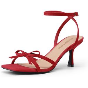 DREAM PAIRS 2026 Women's Bow Heels -Kitten Heels for Women, Square Toe Strappy Heeled Sandals, Elegant Wedding & Bridal Bownots Sandals for Formal & Special Occasions