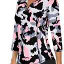 LURANEE Womens 3/4 Roll Sleeve 1/4 Zip Pullover Golf Shirts Athletic Hiking Running Workout Tops UPF 50+ (Large, Light Pink Camouflage)