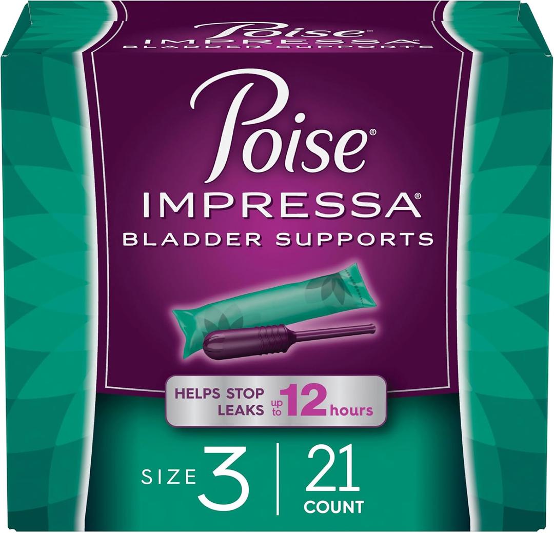 Poise Impressa Incontinence Bladder Support for Women, Bladder Control, Size 3, 21 Count (Packaging May Vary)