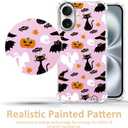 2 x Halloween Phone Case for iPhone 16,Pink Cartoon Ghost Pattern Cover Soft Bumper Protective Cute Boys Girls Phone Case for iPhone 16