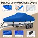 NEVERLAND Boat Cover 17-19 ft 600D Waterproof Boat Covers Fits Bass, V-Hull, Tri-Hull, Fish & Ski, Runabout Bowrider Boat, 17' 18' 19' feet Heavy Duty Canvas Trailerable Boat Cover Blue