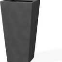 Kante 28" H Concrete Tall Tapered Planter, Large Outdoor Indoor Garden Plant Pot with Drainage Hole and Rubber Plug Home and Patio, Burnished Black Finish